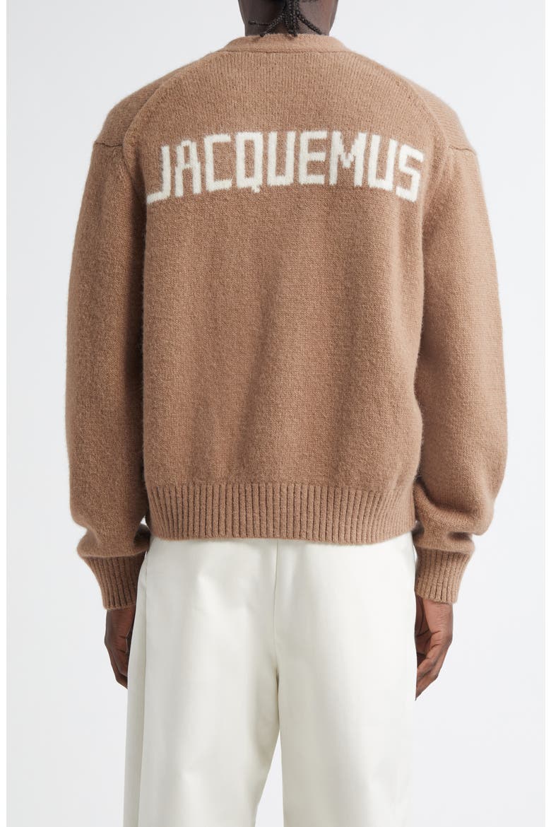 Le Jacquemus Signature Alpaca Blend Cardigan, Alternate, color, LIGHT BROWN