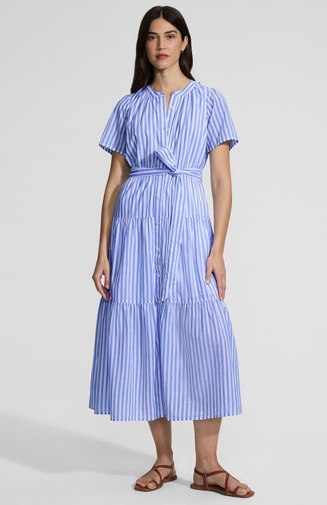 Cotton Voile Button Front Maxi Dress