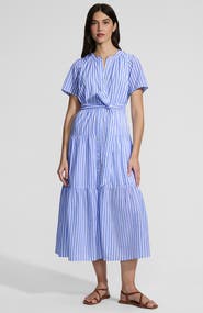 Lands' End Cotton Voile Button Front Maxi Dress