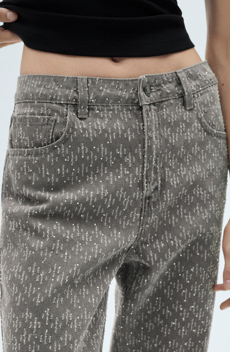 MANGO Rhinestone Embellished Straight Leg Jeans, Alternate, color, 