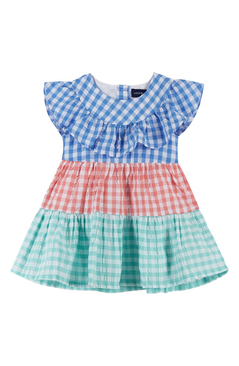 Andy & Evan Tiered Gingham Dress & Bloomers Set, Alternate, color, 