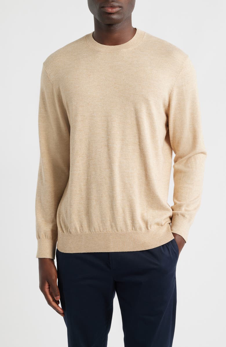 Mizzen+Main Heritage Crewneck Sweater, Main, color, Khaki Heather