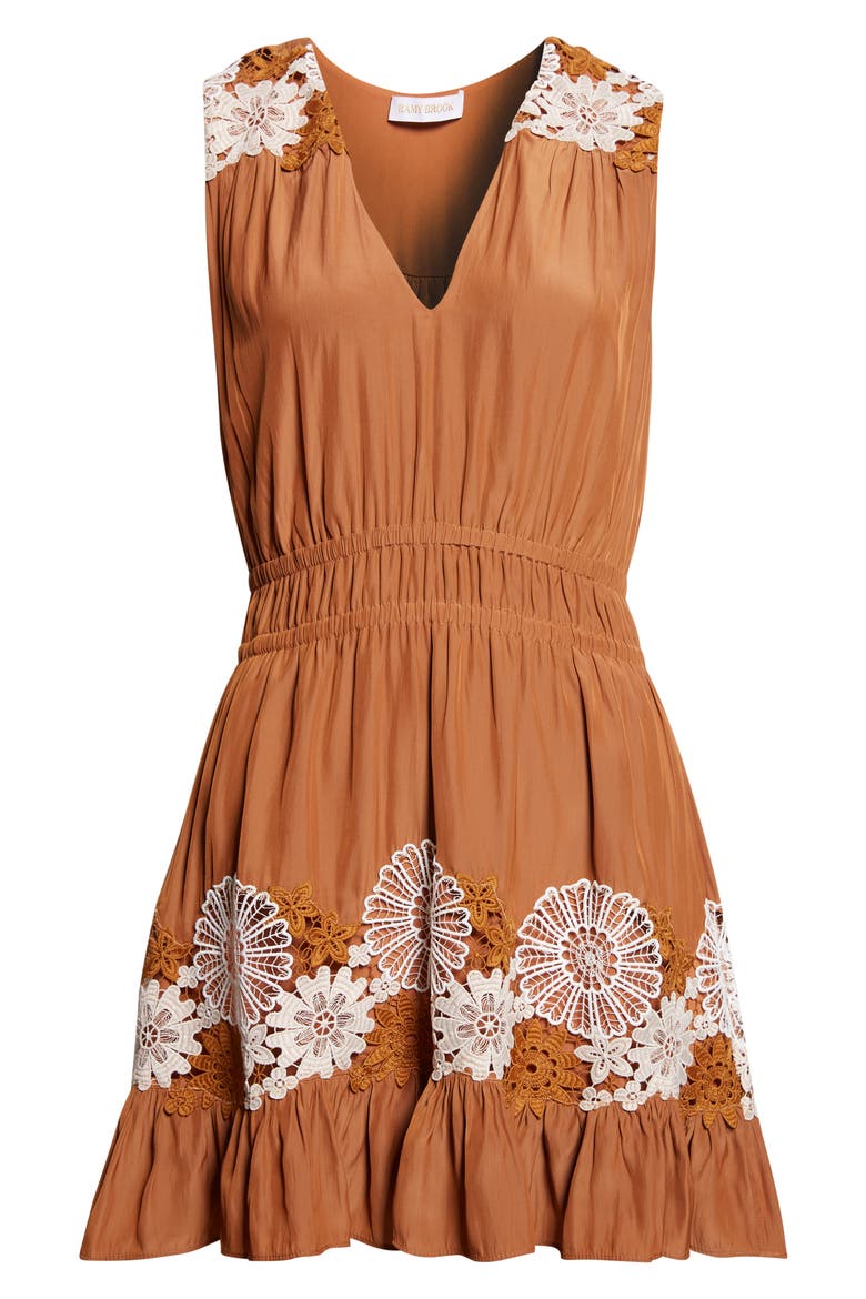 Mackenzie Floral Embroidery Detail Minidress, Alternate, color, COFFEE