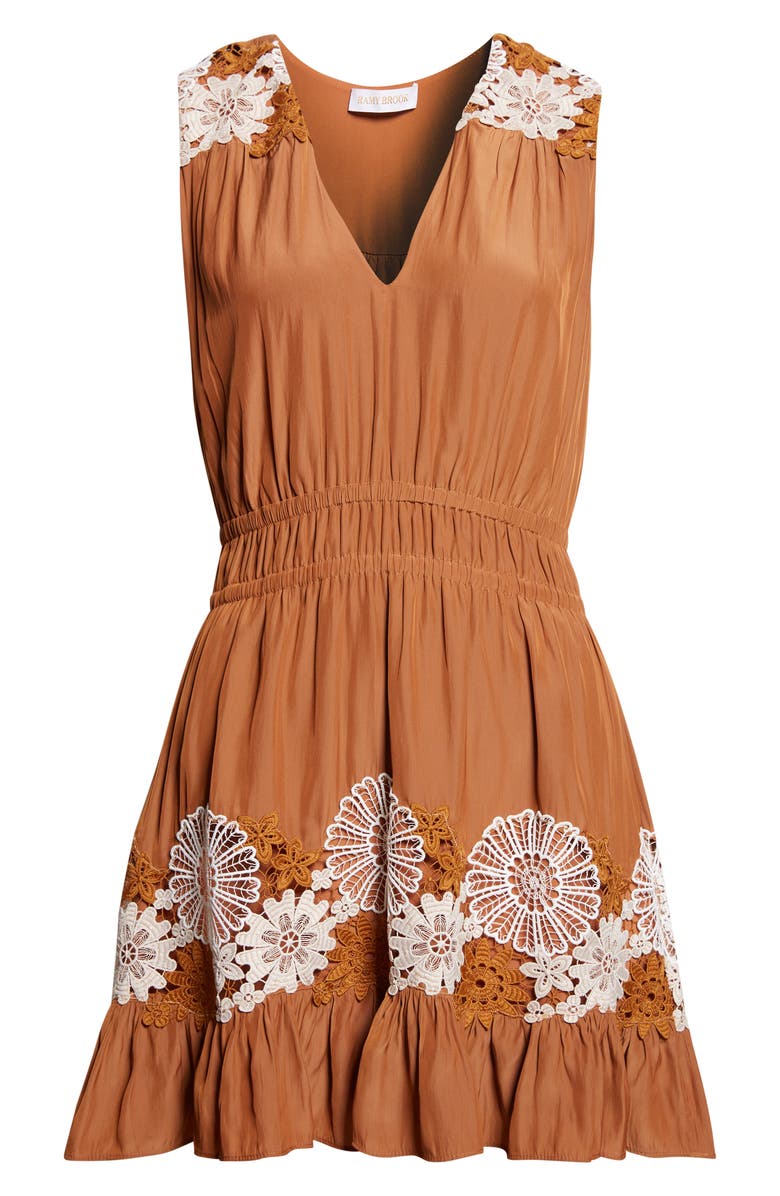 Ramy Brook Mackenzie Floral Embroidery Detail Minidress, Alternate, color, Coffee