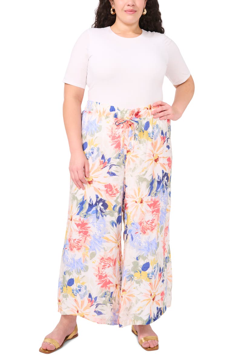 Vince Camuto Floral Wide Leg Drawstring Pants, Alternate, color, 