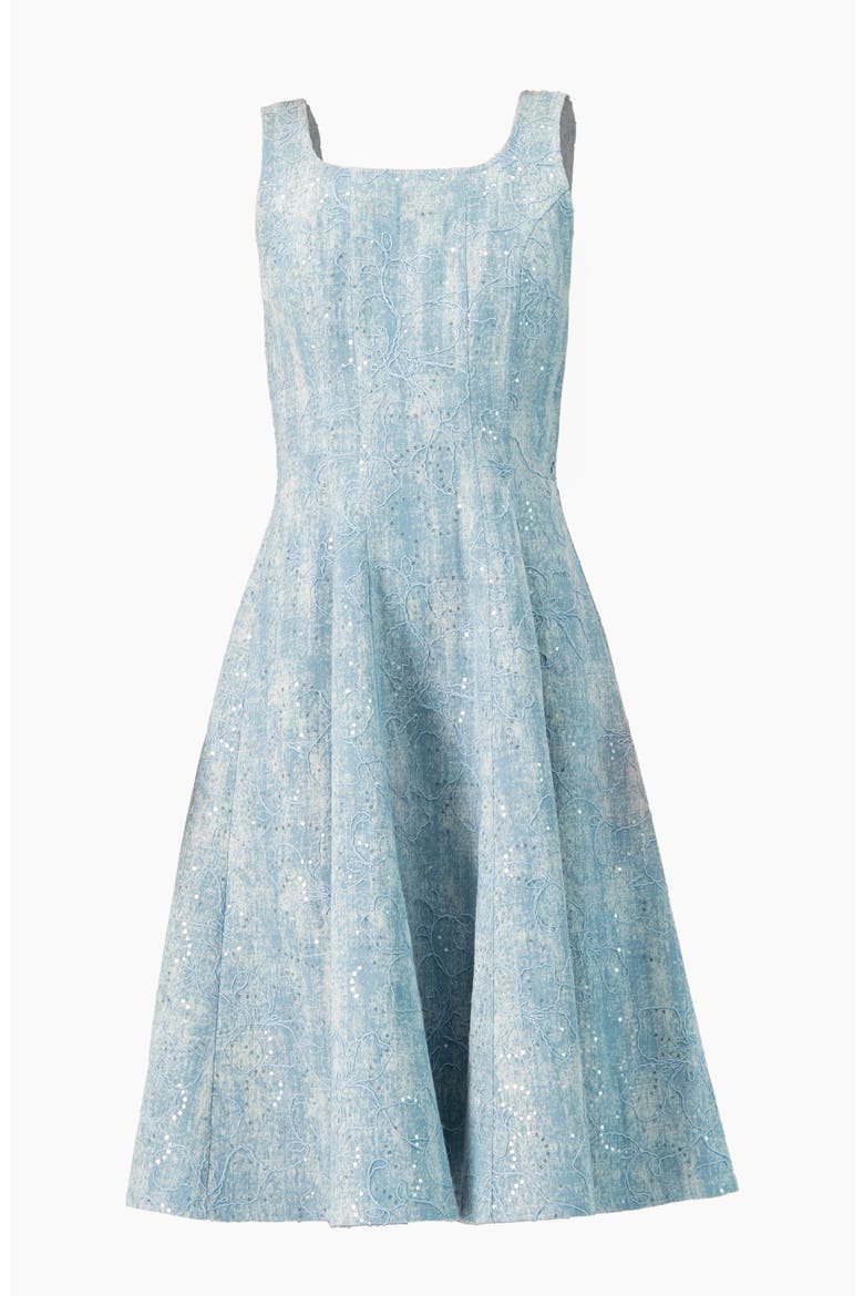 Square Neck Midi Denim Dress, Alternate, color, Blue