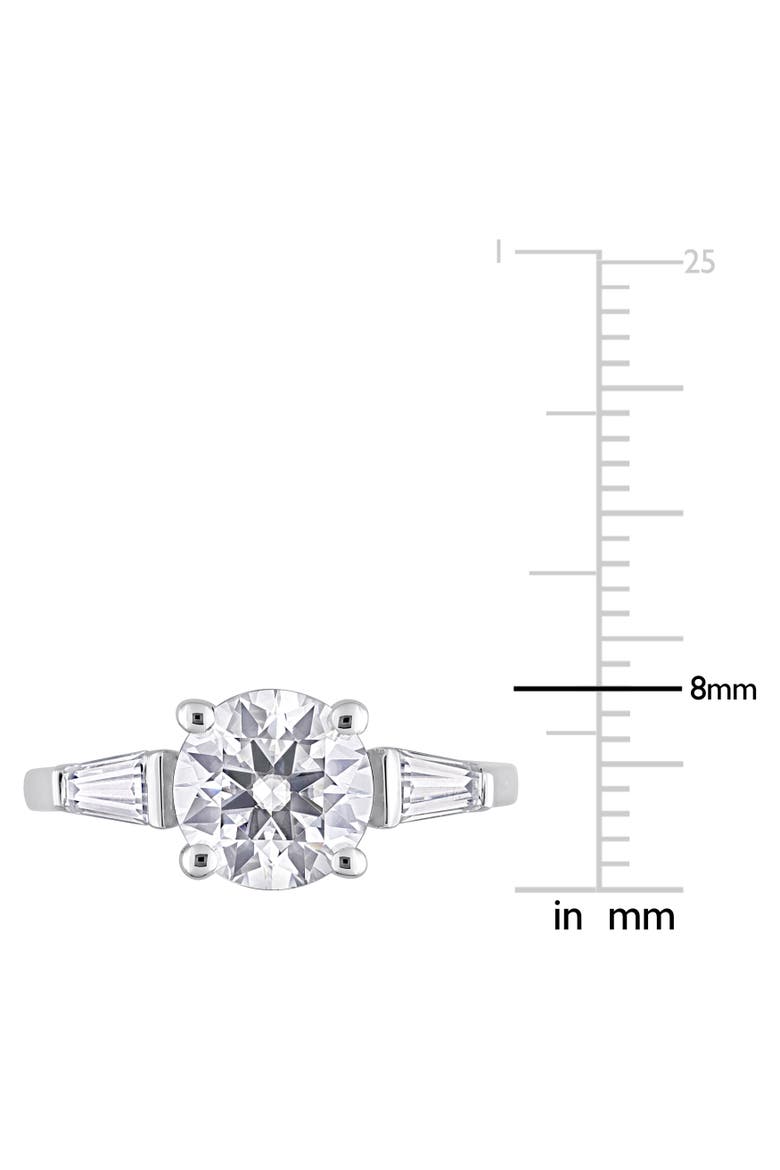 Moissanite Round Baguette 3-Stone Ring, Alternate, color, Sterling Silver