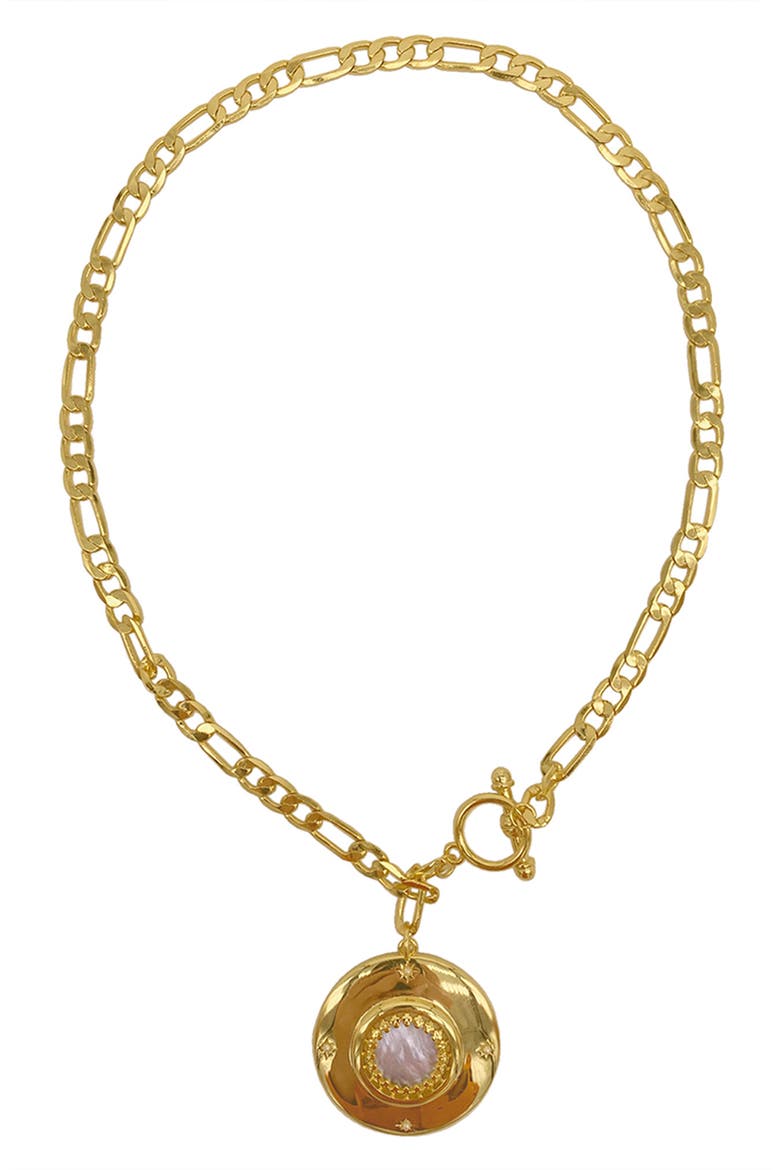 Mother of Pearl Pendant Toggle Necklace, Main, color, WHITE