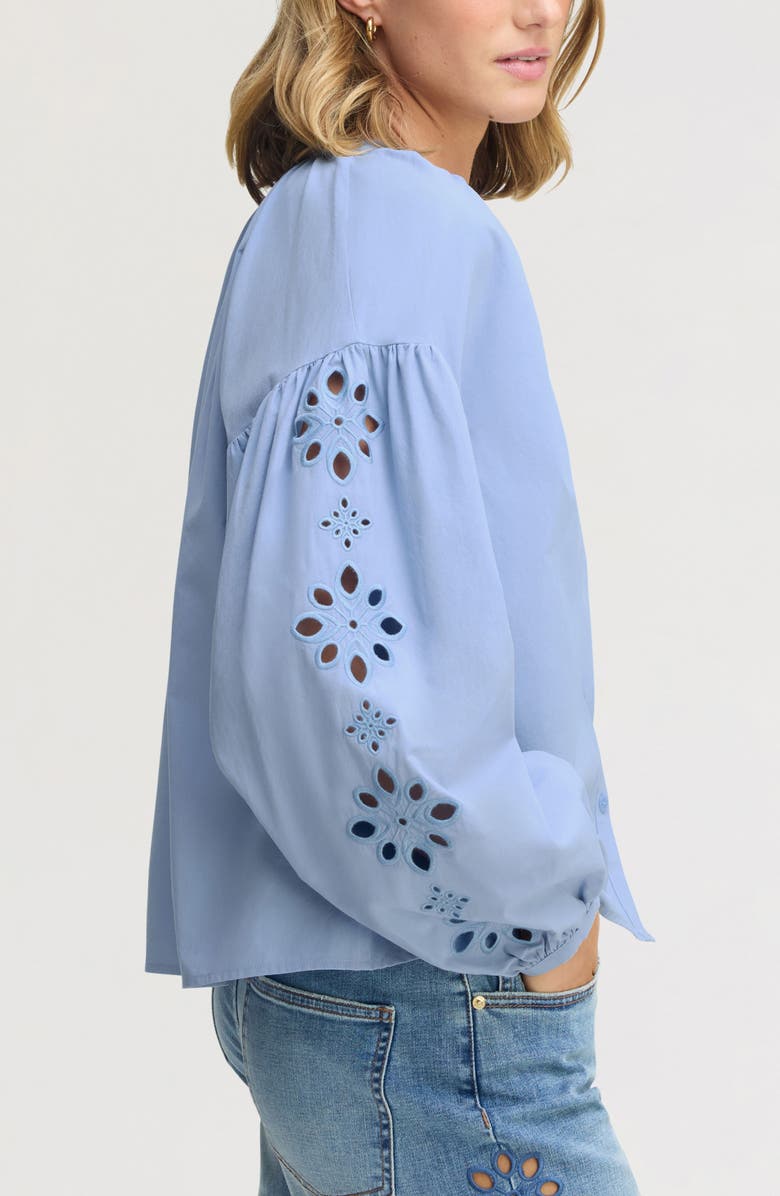 Sam Edelman Embroidered Sleeve Top, Alternate, color, Azure Blue