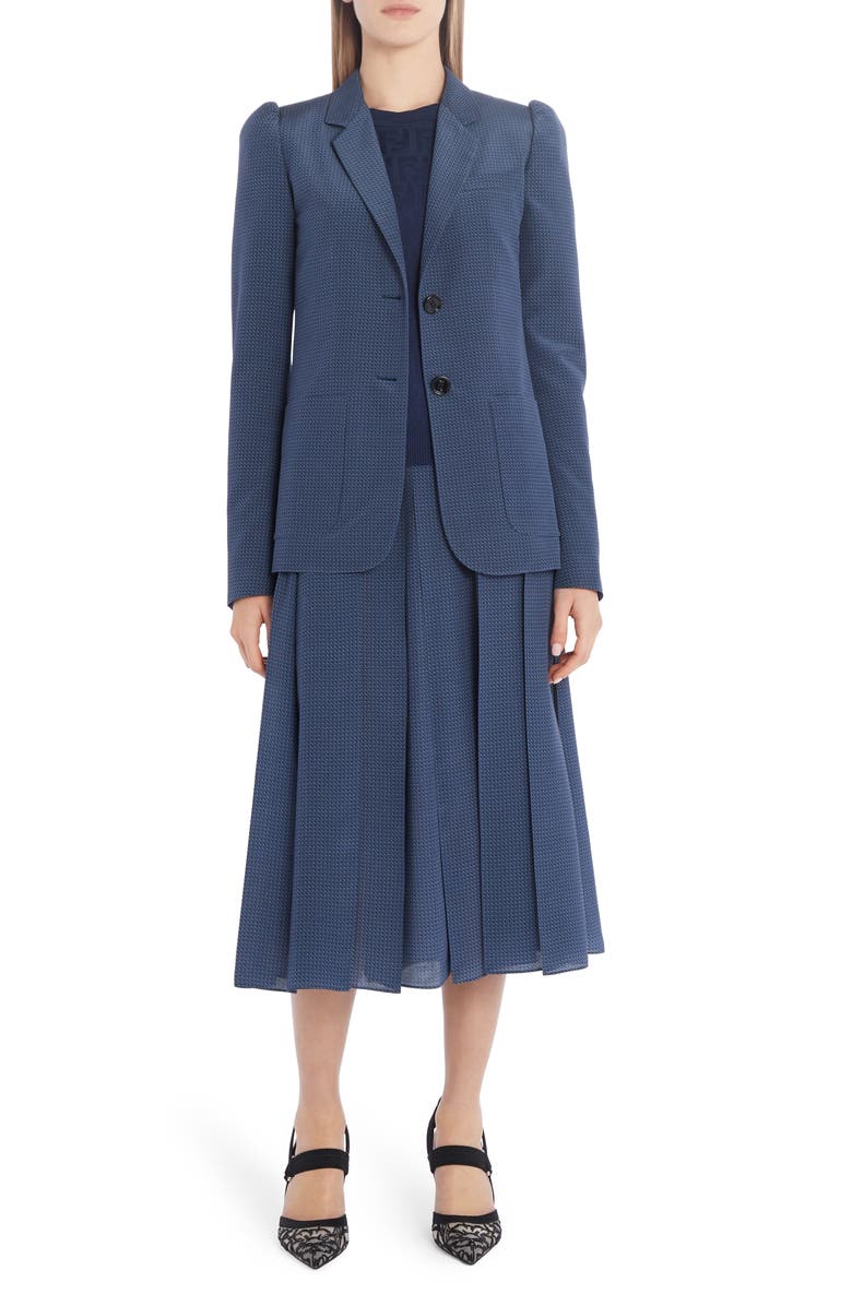 Fendi Microdot Silk Crêpe de Chine Blazer, Alternate, color, 