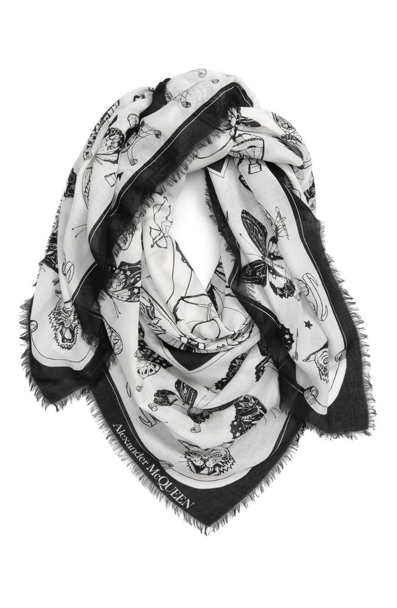 McQueen Alexander McQueen Inked Butterfly Shawl, Alternate, color, 