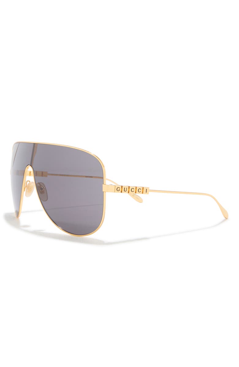 Gucci 99mm Shield Sunglasses, Alternate, color, Gold Gold Grey