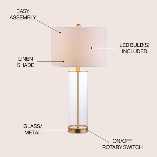 Shop Jonathan Y Collins 29.25" Glass Led Table Lamp In Clear/brass Gold