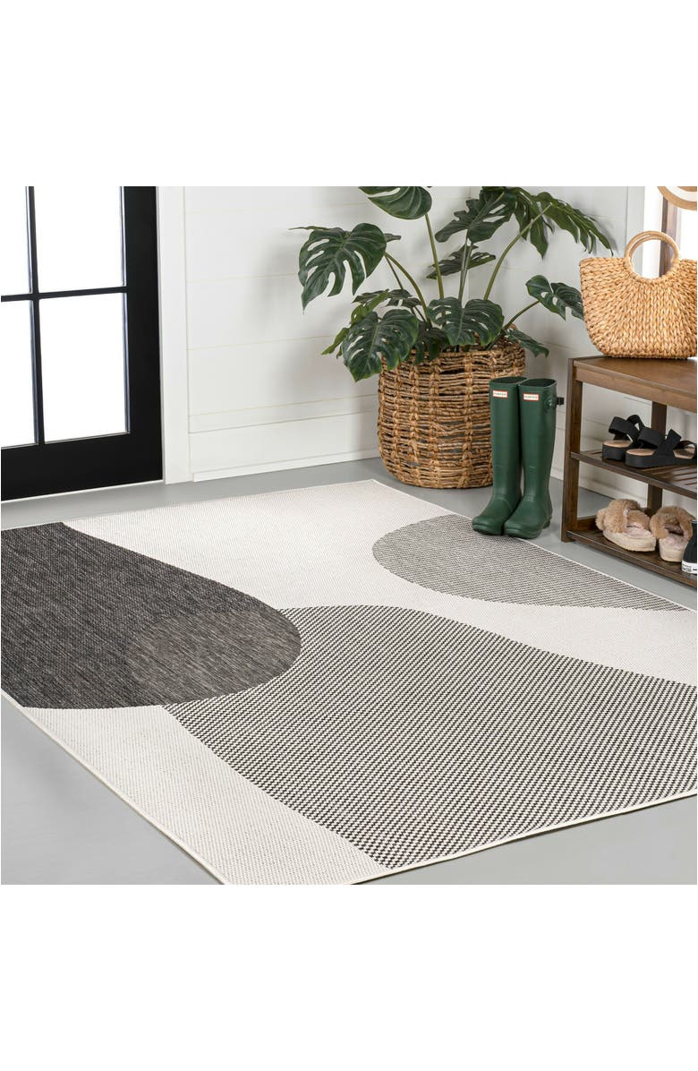 JONATHAN Y Zia Modern Geometric Organic Shapes Indoor/Outdoor Area Rug, Alternate, color, Cream/Black