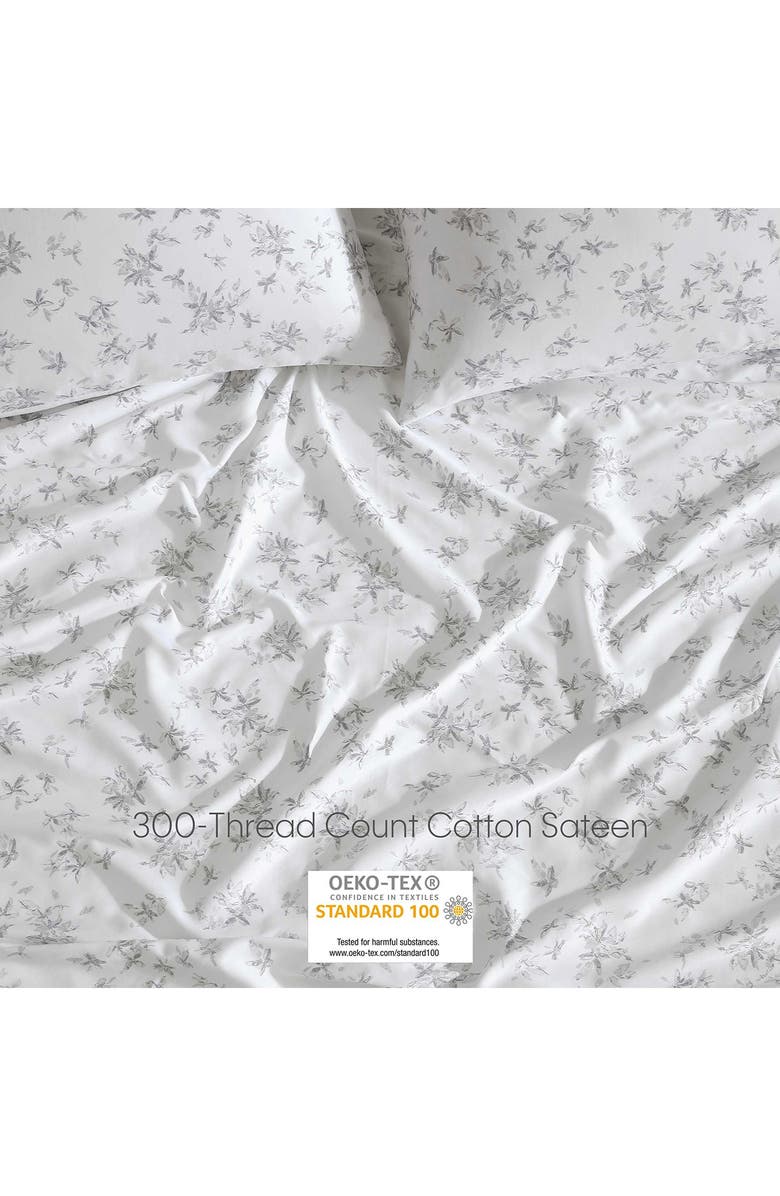 Calvin Klein Abstract Ditsy Floral 300 Thread Count Sateen Sheet Set, Alternate, color, Grey