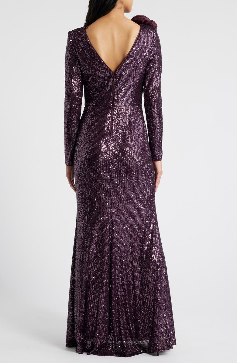 Bateau Neck Long Sleeve Sequin Mermaid Gown