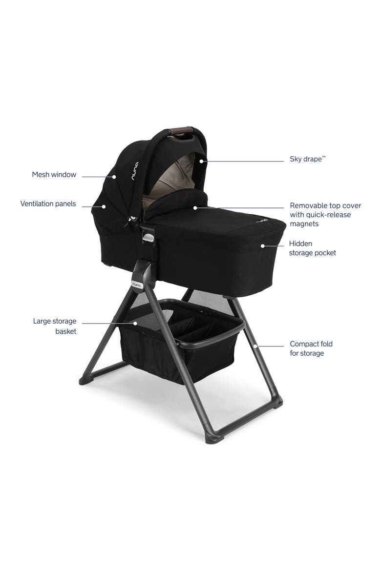 mixx series™ bassinet + stand, Alternate, color, CAVIAR/ CHOCOLATE