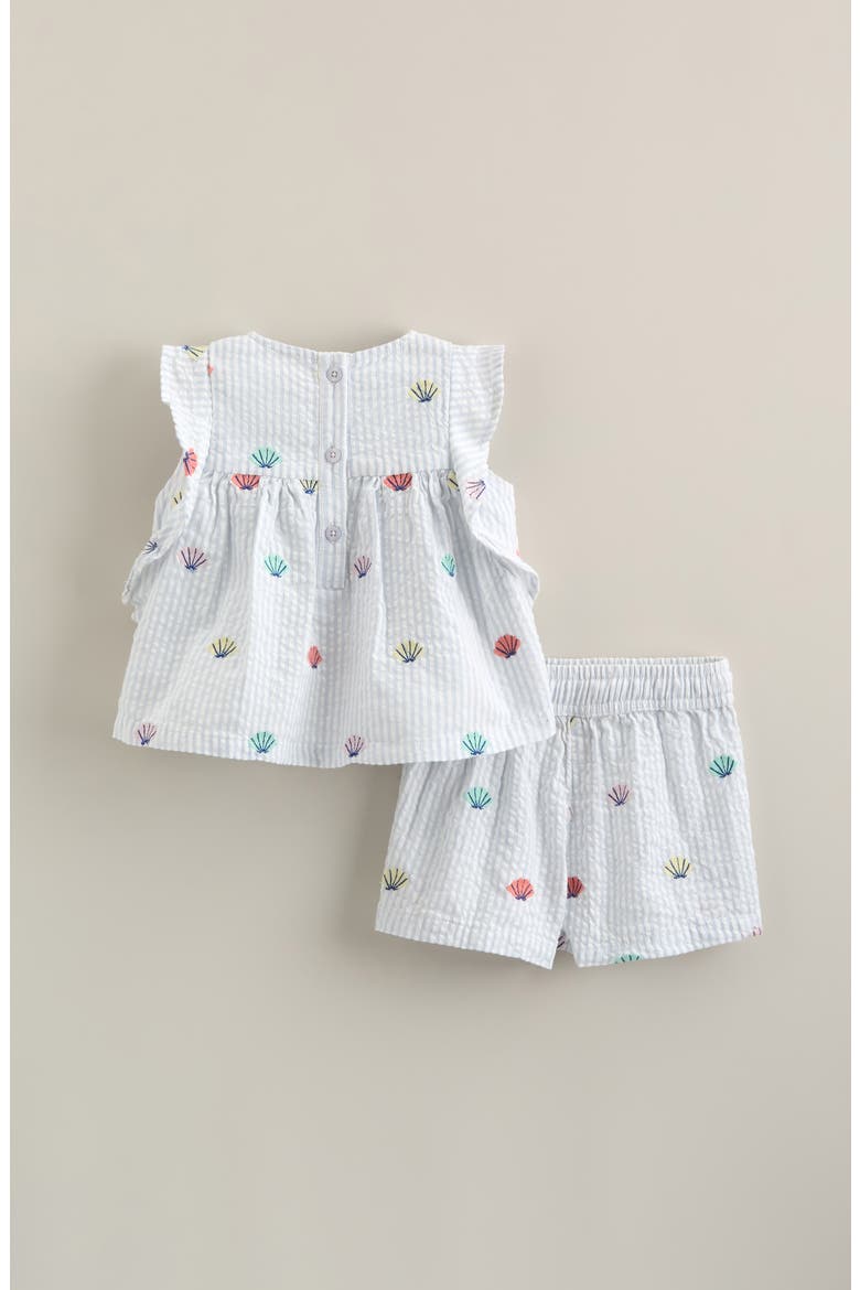 Ruffle Cotton Sleeveless Top & Shorts Set, Alternate, color, BLUE HALOGEN SEASHELL STRIPE