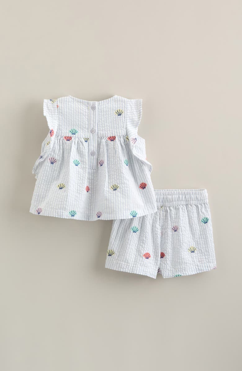 Tucker + Tate Ruffle Cotton Sleeveless Top & Shorts Set, Alternate, color, Blue Halogen Seashell Stripe