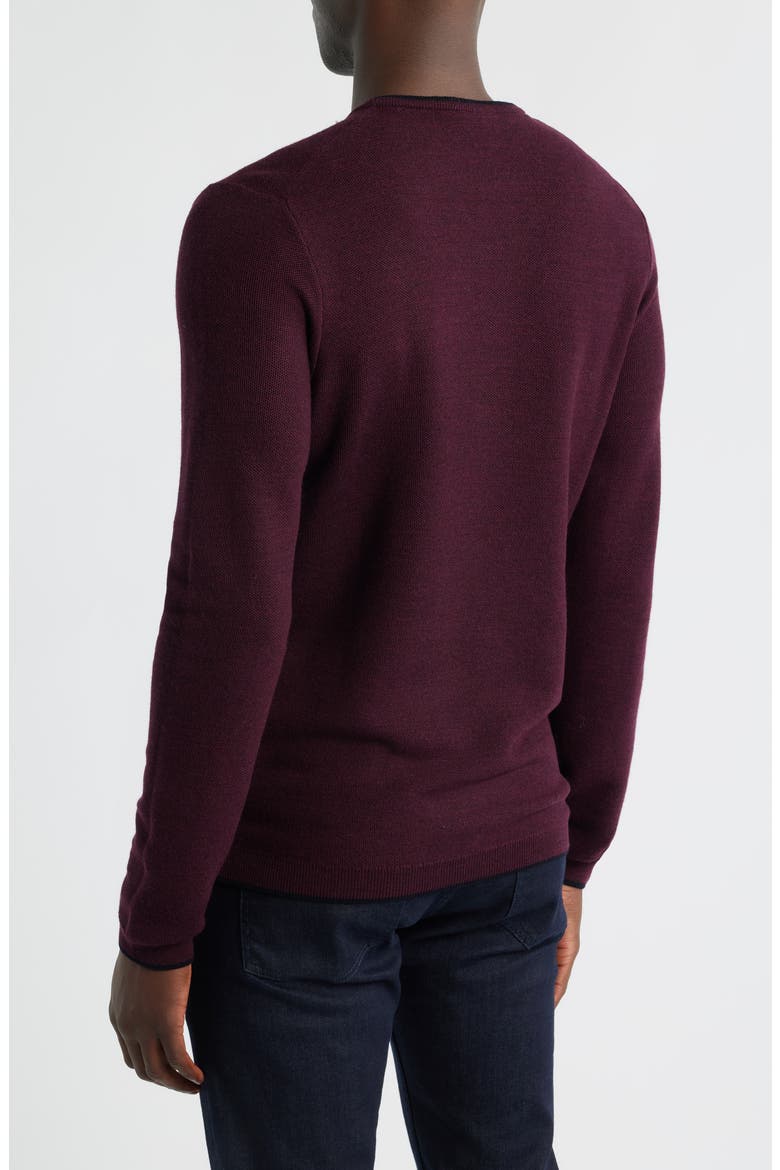 Belvedere Tipped Merino Wool Sweater, Alternate, color, WINE