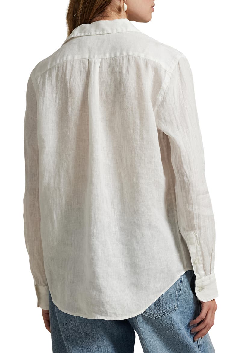 Classic Fit Linen Button-Up Shirt, Alternate, color, WHITE