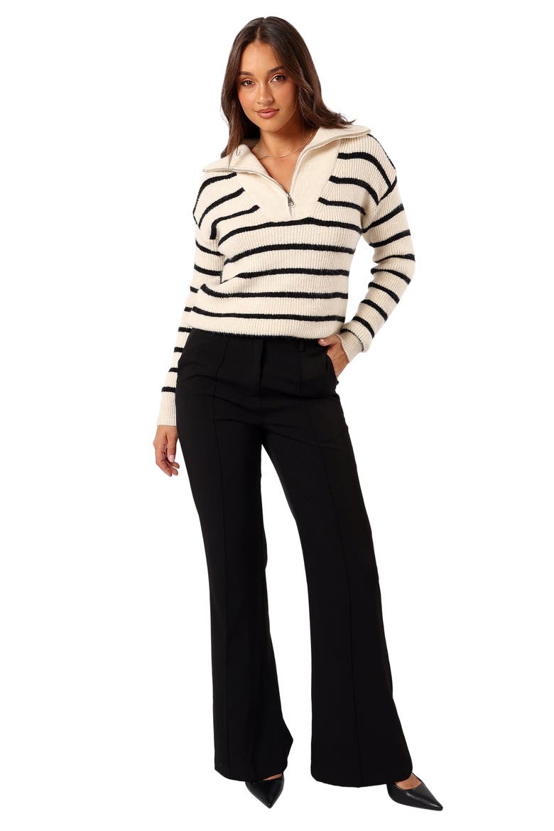 Everleigh Stripe Quarter Zip Sweater, Alternate, color, CREAM