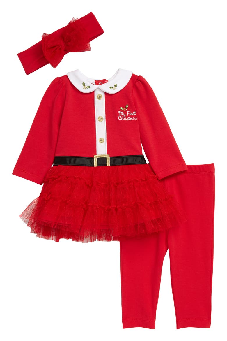 Santa Tutu Dress, Leggings & Headband Set, Main, color, RED