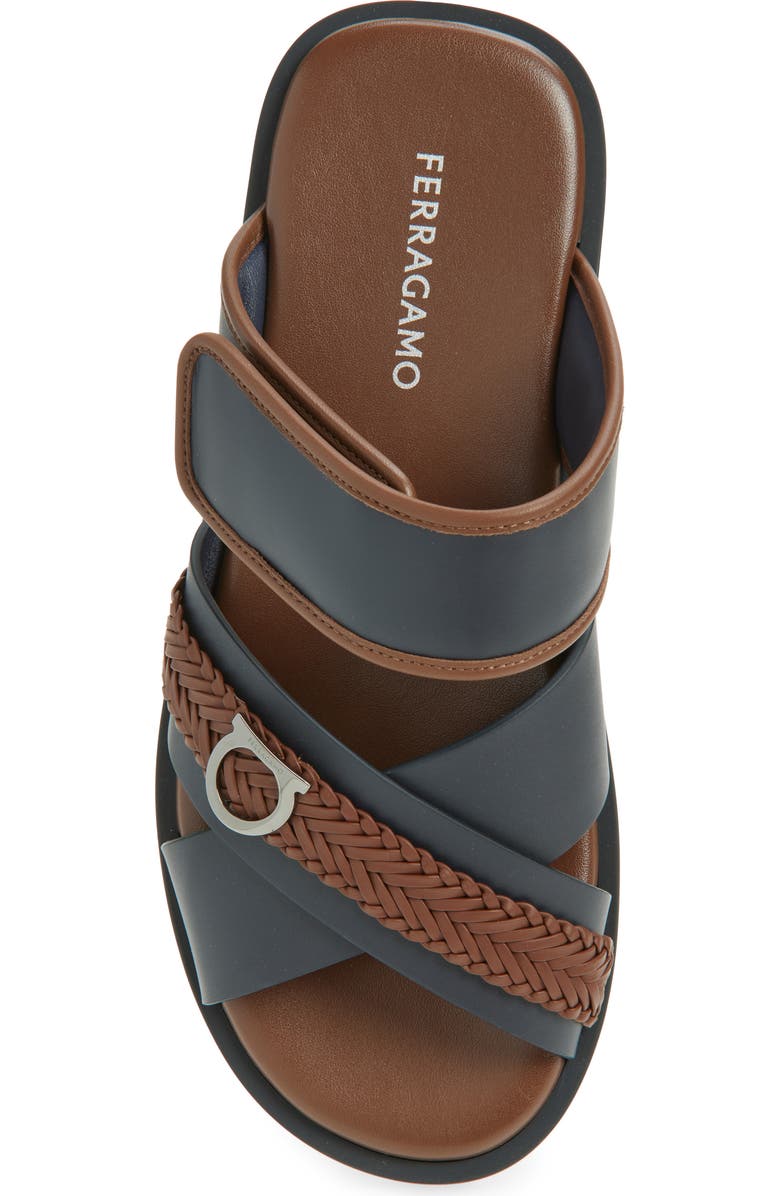 FERRAGAMO Bora Bora Slide Sandal, Alternate, color, Navy Midbrown