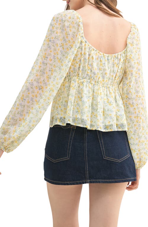 Lush Floral Lace Sweetheart Neck Top In Yellow Floral