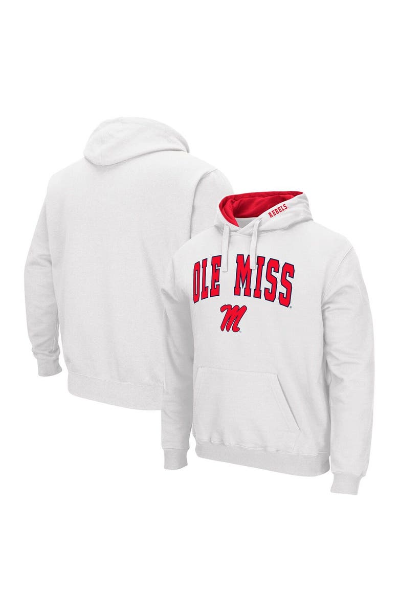 COLOSSEUM Men's Colosseum White Ole Miss Rebels Arch & Logo 3.0 Pullover Hoodie, Main, color, White