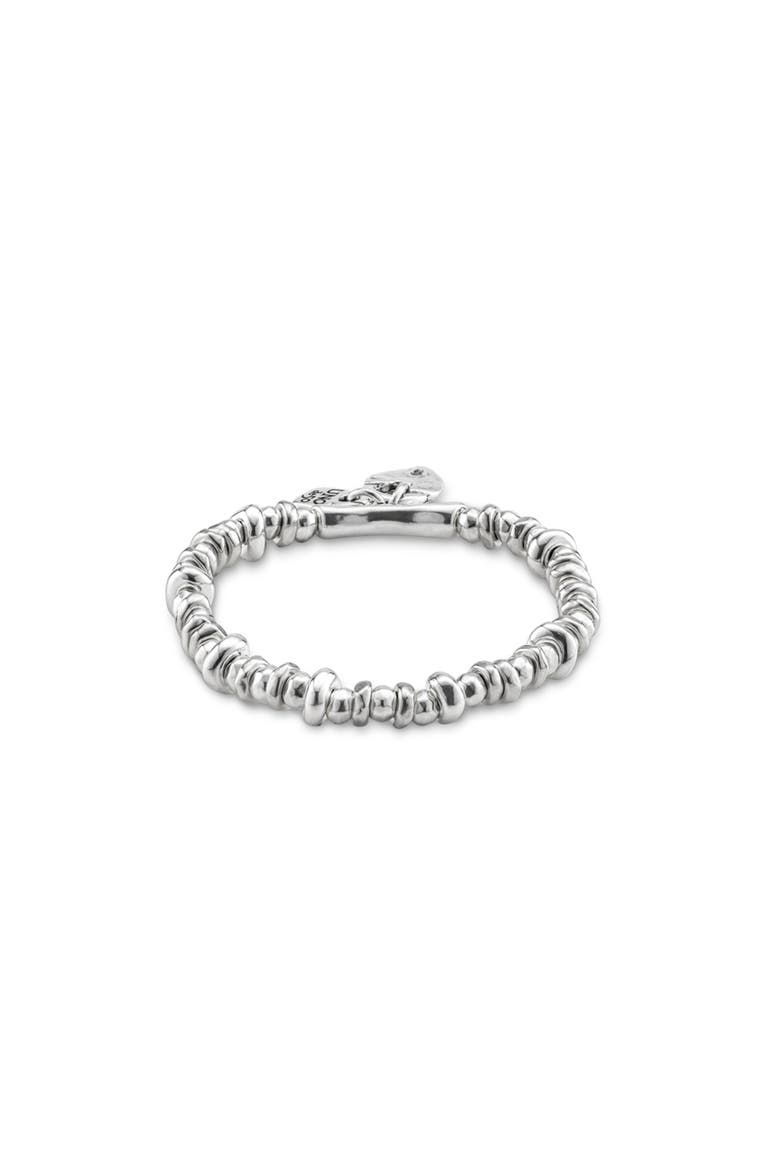 Sterling Silver-Plated Beaded Bracelet with Charms, Alternate, color, Silver