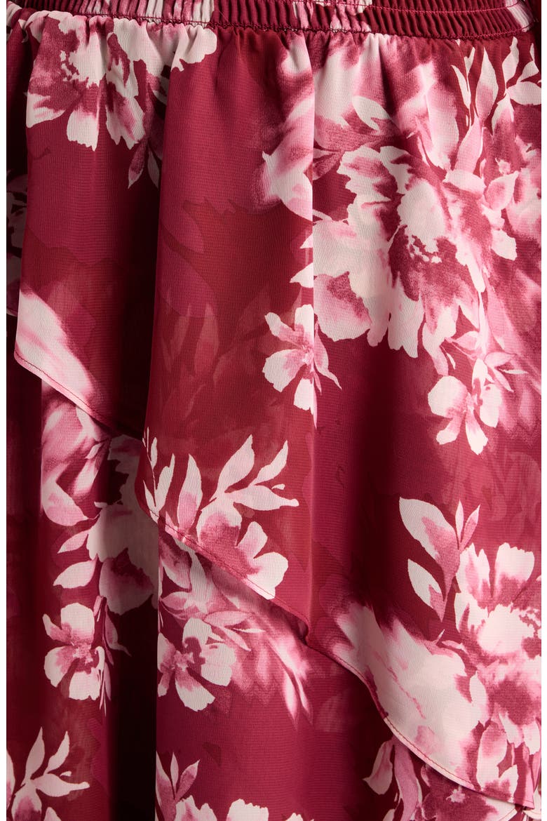 Tiered Ruffle Midi Dress, Alternate, color, NEW BURGANDY MULTI