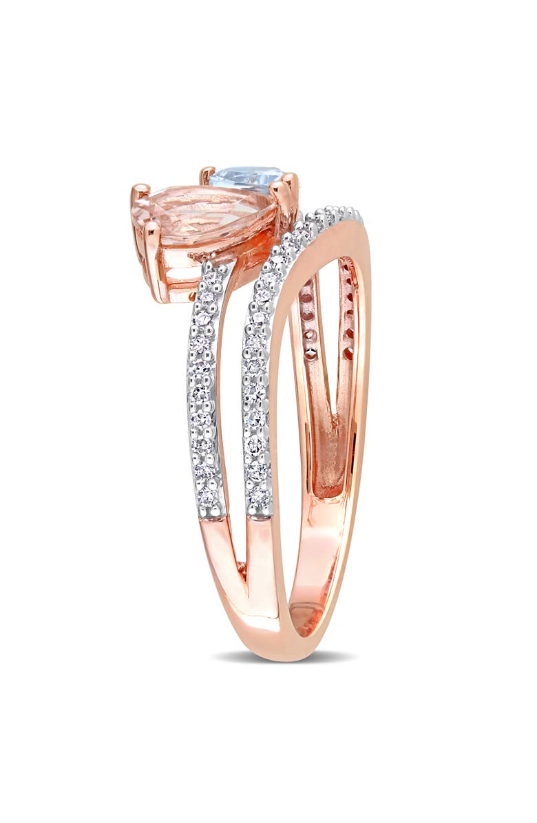 Julianna B. Morganite Aquamarine 
Diamond 2-Stone Ring 10k, Alternate, color, Rose Gold