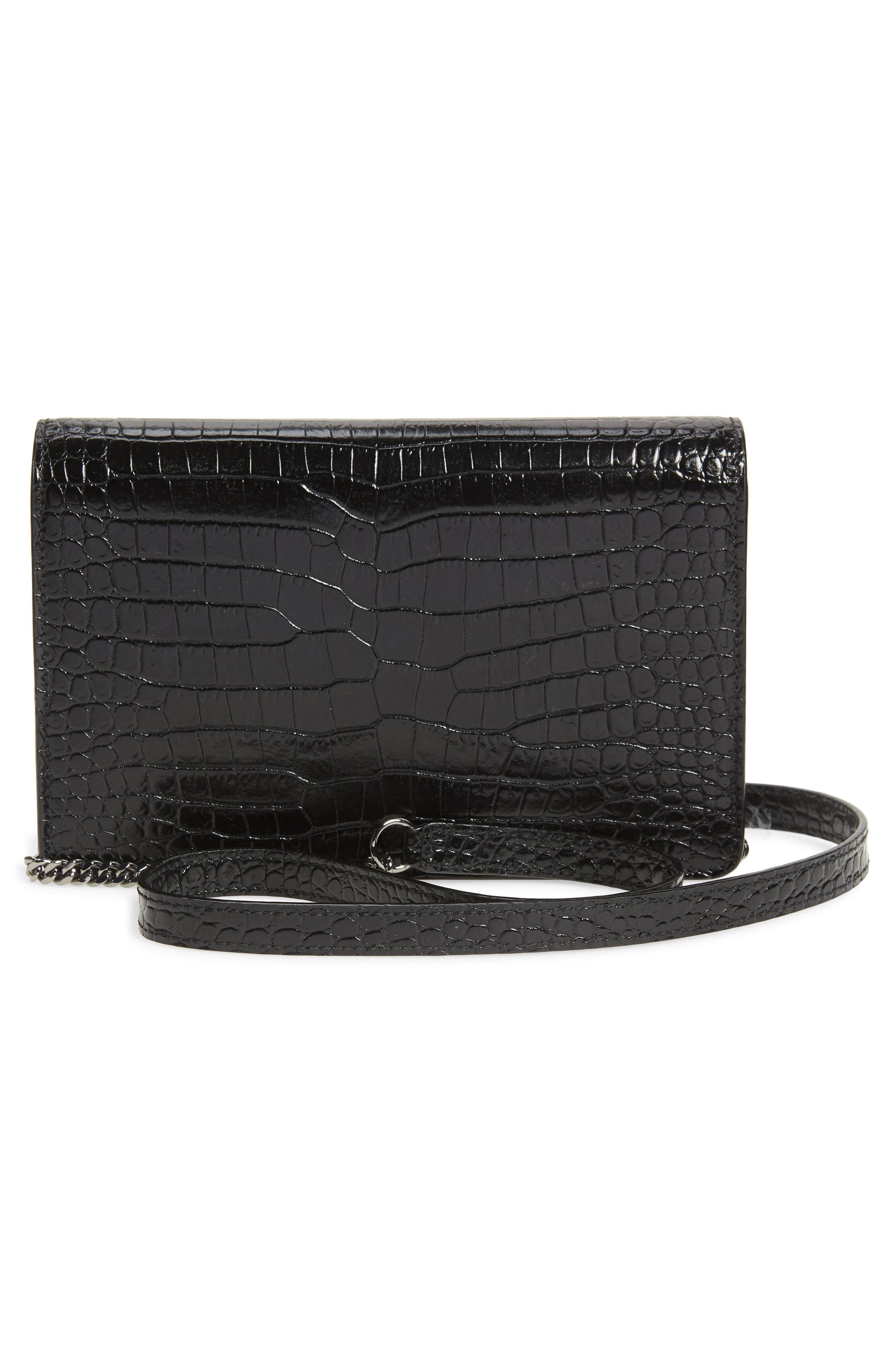 Jimmy Choo Palace Croc Embossed Leather Clutch, Alternate, color, 
