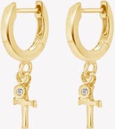 Rizen Jewelry Calvary Cross Huggie Hoop Earrings