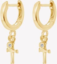 Rizen Jewelry Calvary Cross Huggie Hoop Earrings