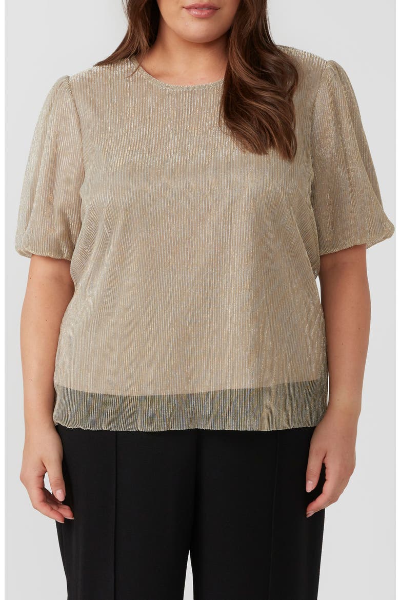 Maxime Metallic Plissé Layered Top, Main, color, GOLD