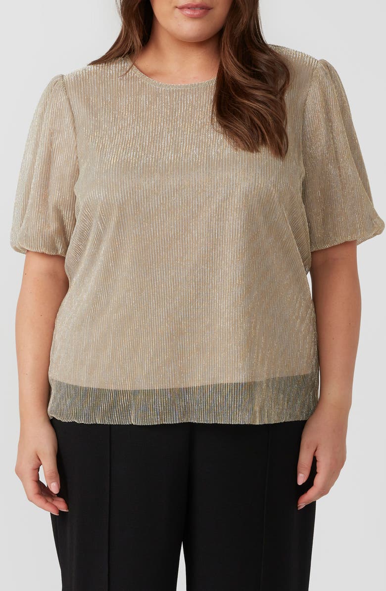 Estelle Maxime Metallic Plissé Layered Top, Main, color,