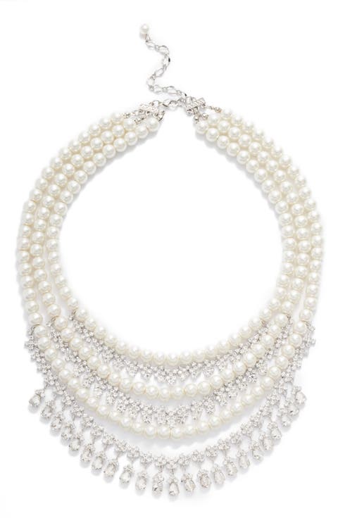 Crystal & Imitation Pearl Layered Necklace