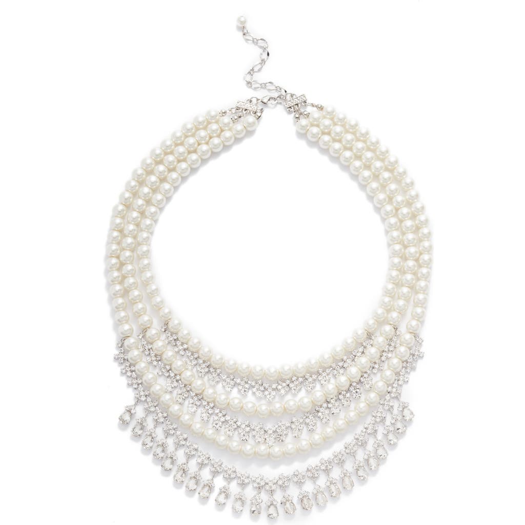 CRISTABELLE CRISTABELLE CRYSTAL & IMITATION PEARL LAYERED NECKLACE