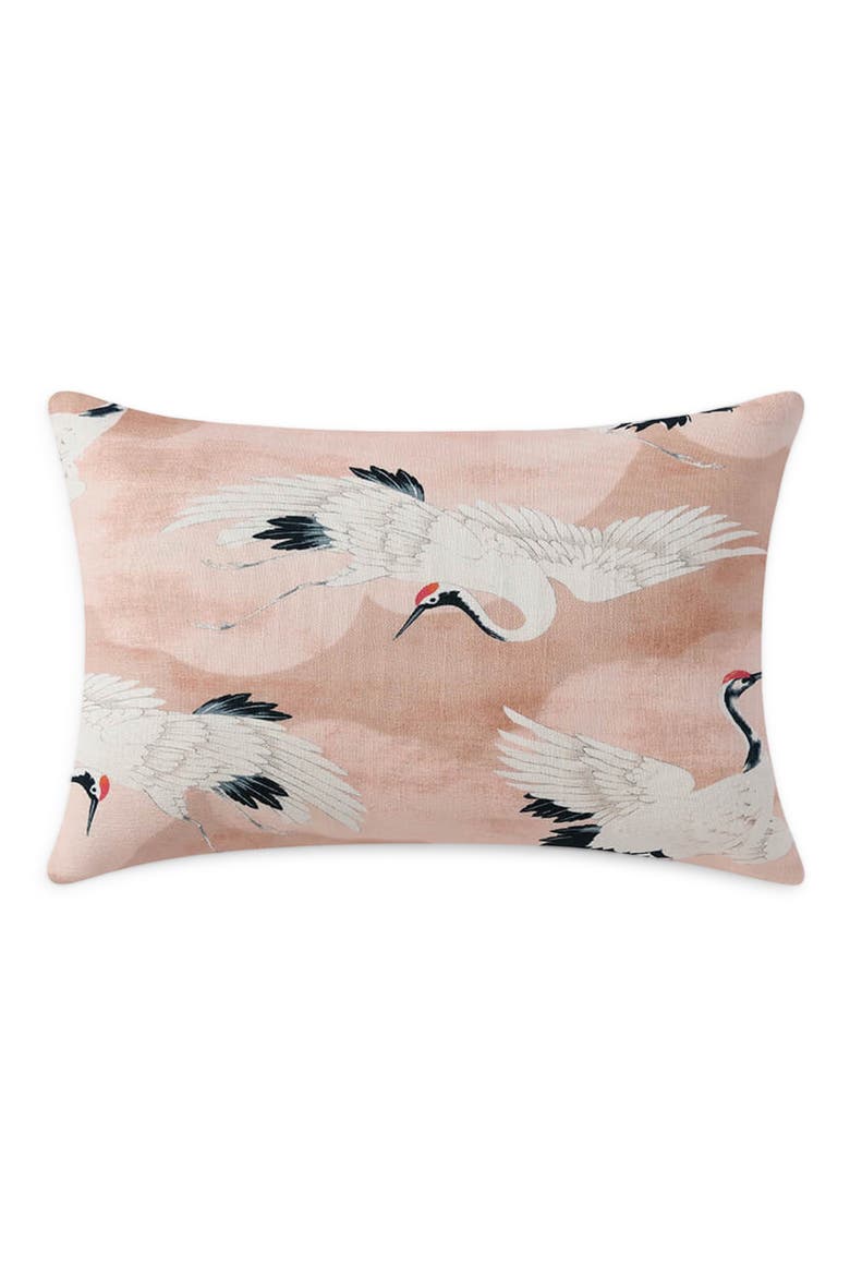 Small Crane In The Clouds Accent Pillow, Main, color, PINK SAND