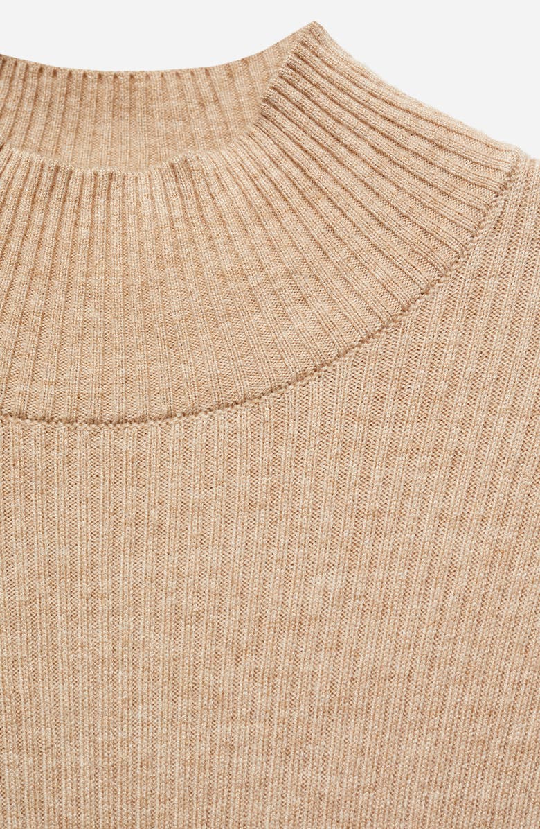 MANGO Perkins Long Sleeve Rib Dress, Alternate, color, 