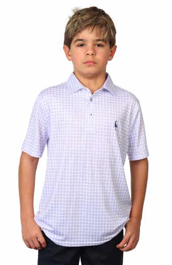 TailorByrd Kids' Four Squared Geometric Print Performance Knit Polo