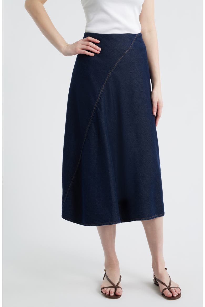 Featherweight Lisbon Denim Midi Skirt, Main, color, OCEAN RINSE