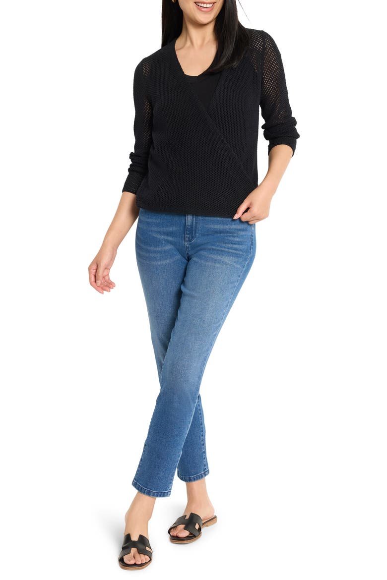 Mesh Cocoon Cardigan, Alternate, color, BLACK ONYX