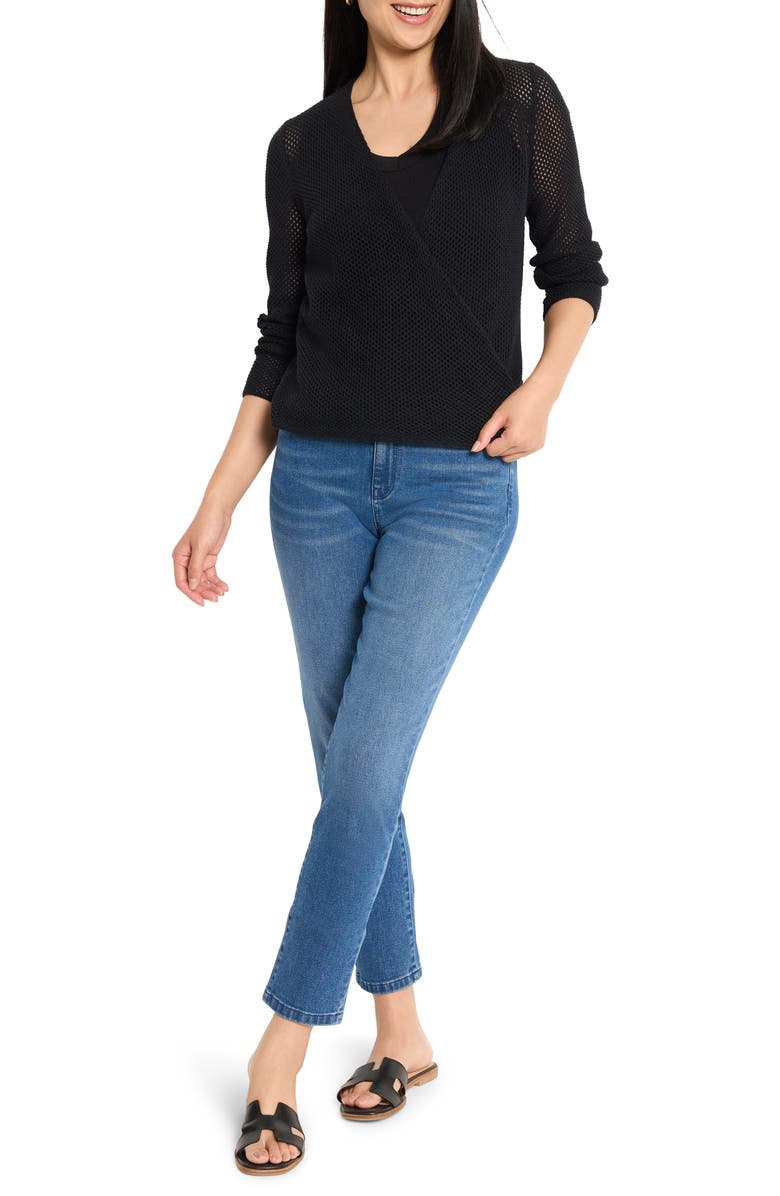 NIC+ZOE Mesh Cocoon Cardigan, Alternate, color, Black Onyx