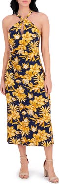 Siena Keyhole Midi Halter Dress