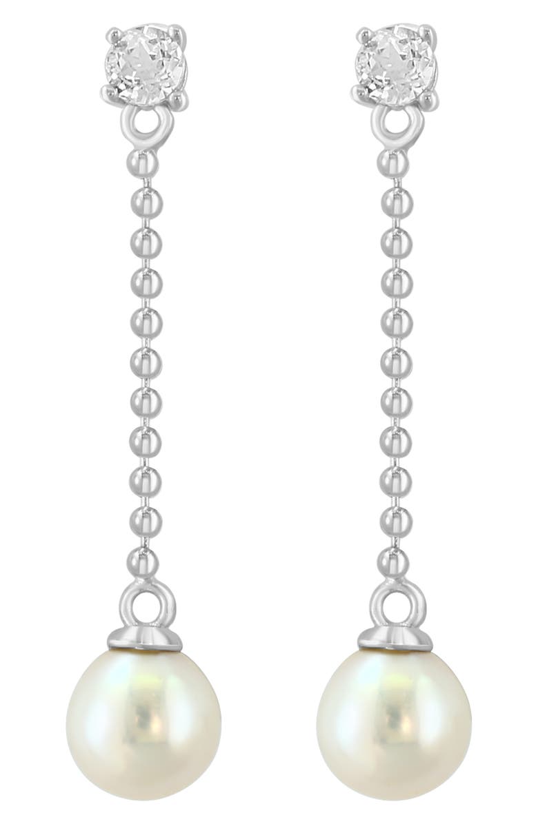 EFFY White Topaz & Freshwater Pearl Drop Earrings, Alternate, color, White