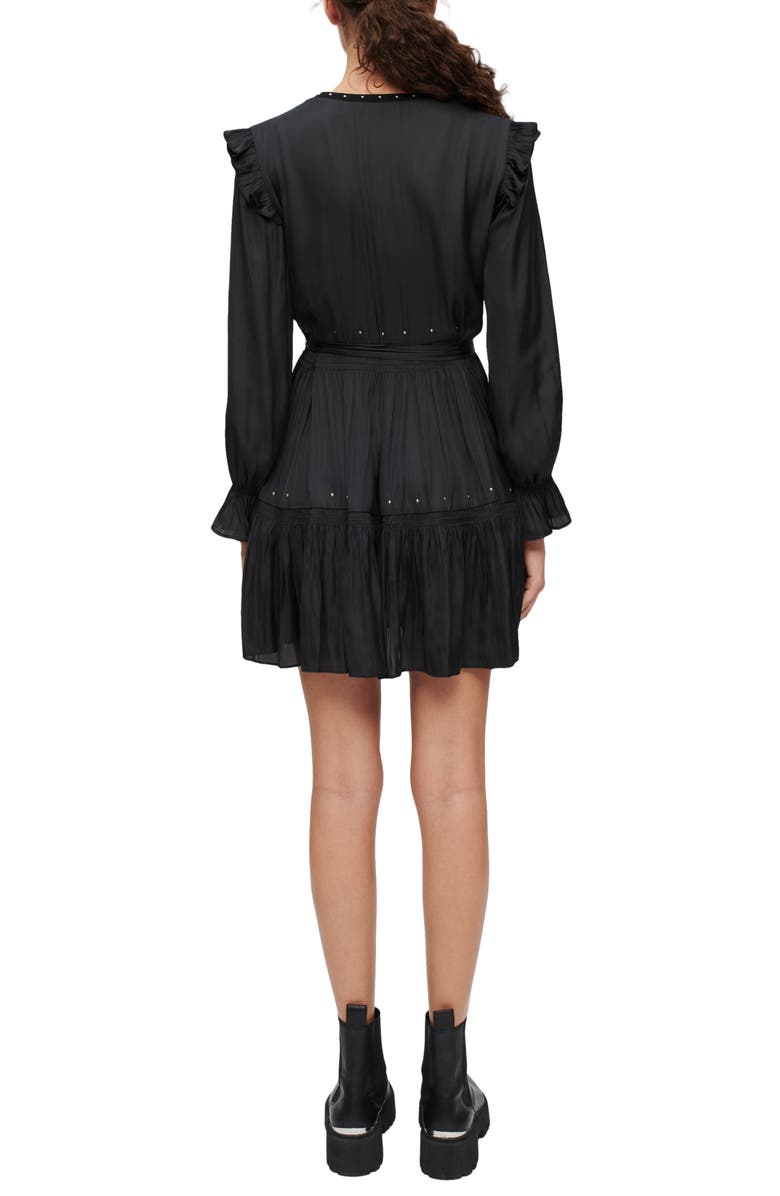 maje Rinode Stud Long Sleeve Dress, Alternate, color, Noir