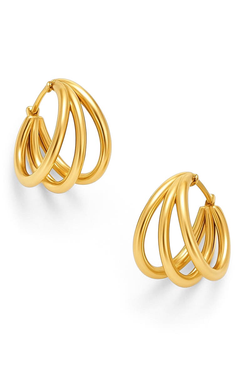 Triple Cage Hoop Earrings, Alternate, color, GOLD